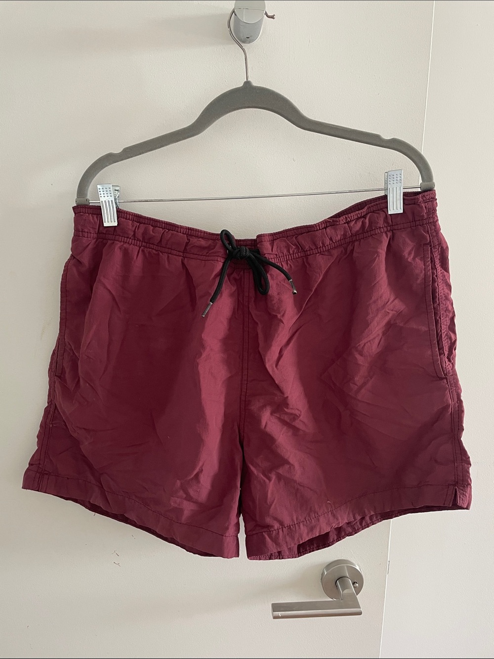 Men's Maroon Swim Shorts with Black Drawstring